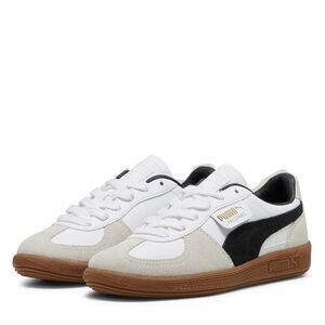 Puma Boys Palermo Classic Leather Flat Sneakers / White/Black